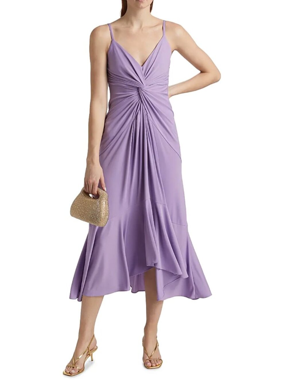 Cinq à Sept Susan Twist-Front Tulip Hem Midi-Dress